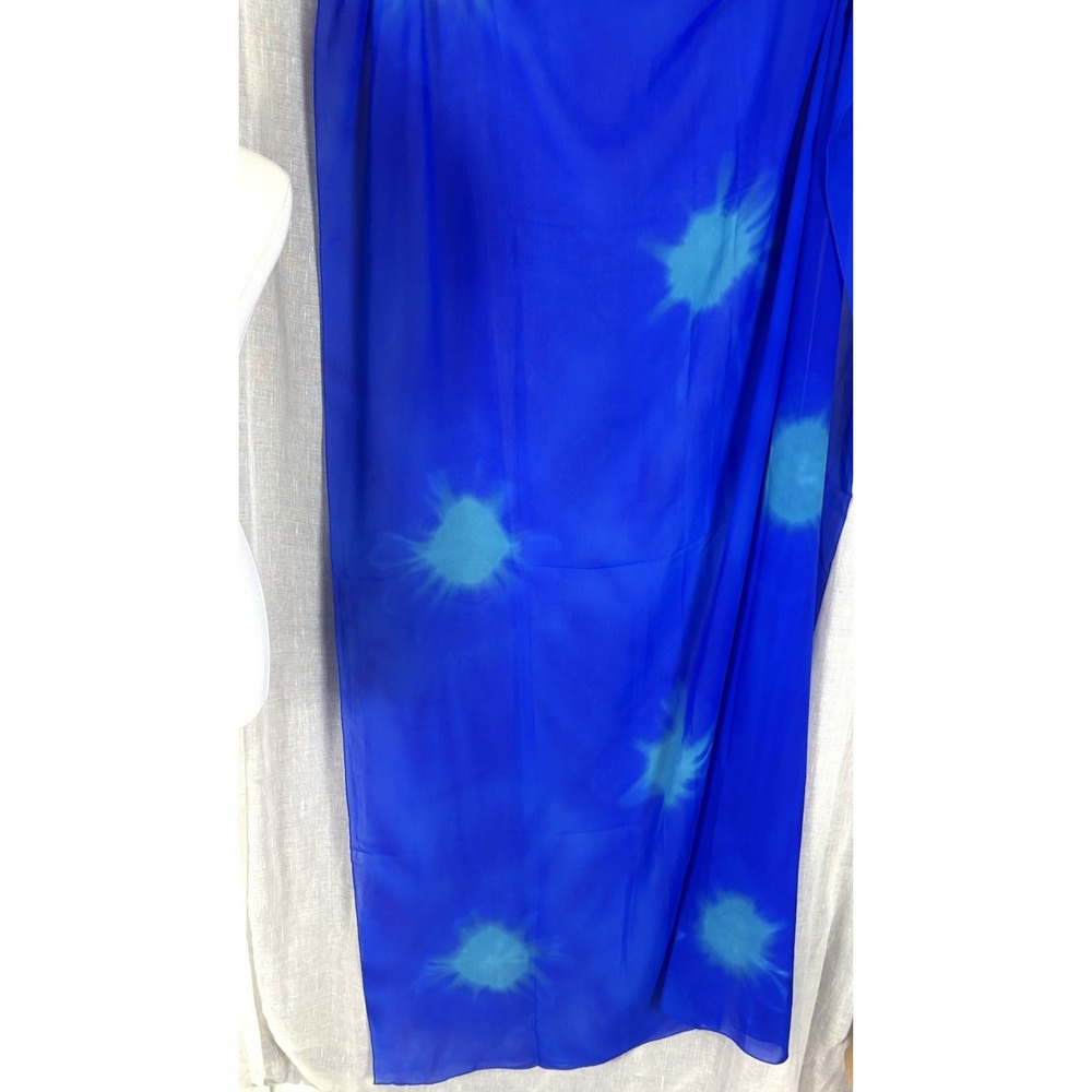 Surface Sheer Blue Tie Dye Pareo Swim Cover Up Sarong Beachy Vacation - Picture 5 of 8